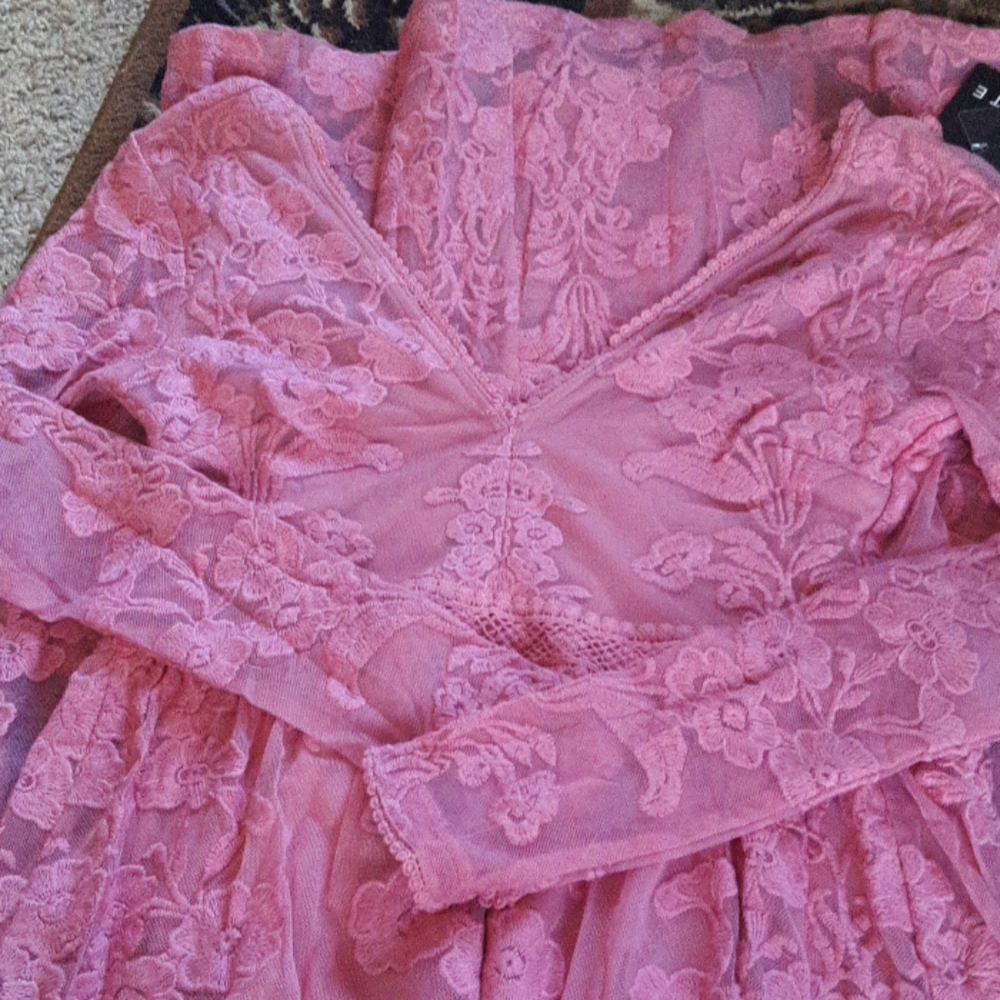 Lacy maxi pink dress - Picture 5 of 7